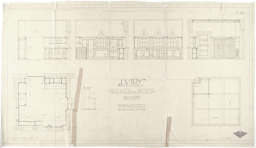 FIG. 50 : Menuiseries de la sacristie, projet de Fernand Dumas, décembre 1929. Archives de la construction moderne (ACM), EPFL, fonds Fernand Dumas